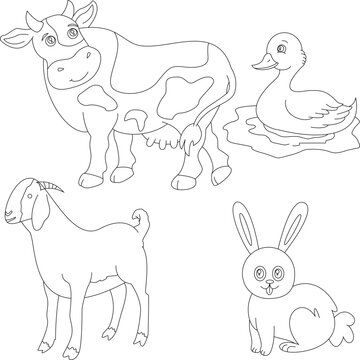 outline farm clipart set in cartoon style for farmers and kids who love farm life and country life