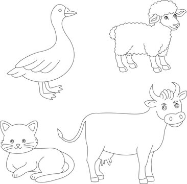 outline farm clipart bundle in cartoon style for farmers and kids who love farm life and country life