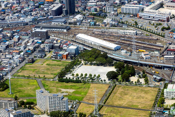 東京都葛飾区の高砂北公園付近を空撮