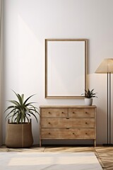 Mockup frame in farmhouse living room interior, 3d render, Generative AI - obrazy, fototapety, plakaty