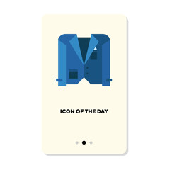 Male outerwear flat icon. Suit blazer isolated vector sign. Clothes and wear concept. Vector illustration symbol elements for web design and apps