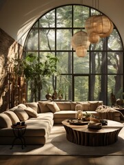 Designer Living Room Details with Luxurious furniture and natural light