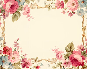 Image of picture frames a floral pattern on a white background. Flower. Illustration, Generative AI.