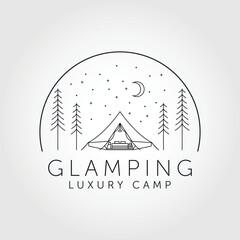 Glamping recreation logo line art vector illustration design © Prast-HF