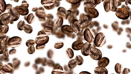 Coffee beans with spoon and glass ready to be served