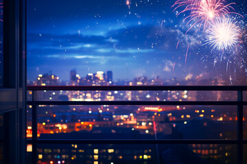 Ai generated image of firework from window view