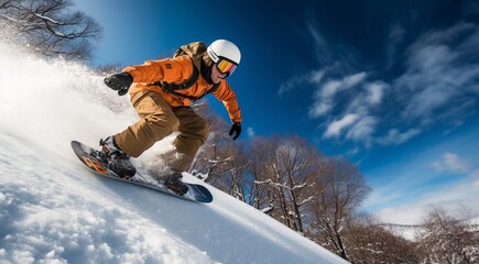 snowboarder jumping in the snow, snowboarder jumping in the mountains, snowboarder doing tricks on snow in mountains