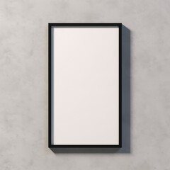Vertical black frame mockup close up on wall, 3d render, Generative AI