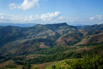 Mountains in the Mae Taeng area in the north of Chiang Mai province in Thailand.