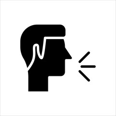 Voice control icon. Speak or talk recognition icon, sound commander or speech dictator head, vector illustration on white background