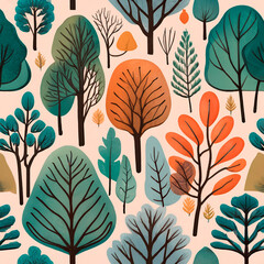 Wallpaper with varied and colorful trees.