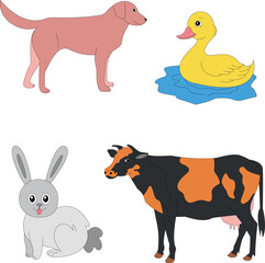 colorful farm clipart set in cartoon style for farmers and kids who love farm life and country life