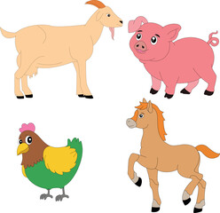 colorful farm clipart bundle in cartoon style for farmers and kids who love farm life and country life