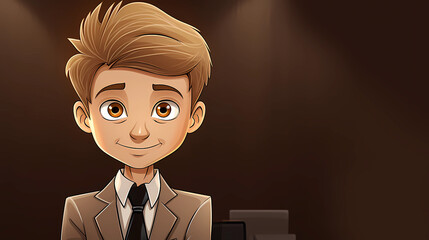 hand drawn cartoon illustration of cute boy in suit
 - obrazy, fototapety, plakaty
