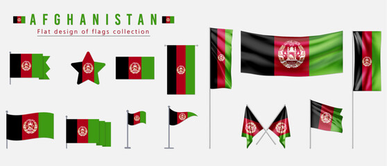 Afghanistan flag, flat design of flags collection