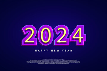 illustration of stacked numbers with different dimensions. new year 2024.