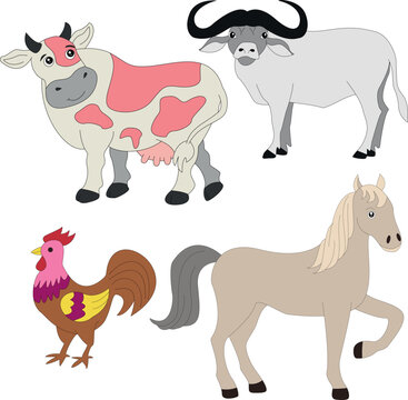 colorful adorable farm clipart set in cartoon style for farmers and kids who love farm life and country life