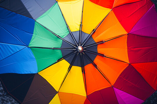 Ai generated image of umbrella with colourful view.