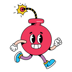 vector funny cartoon character bomb illustration isolated