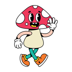 vector funny cartoon character mushroom illustration isolated