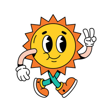 vector funny cartoon character sun illustration isolated