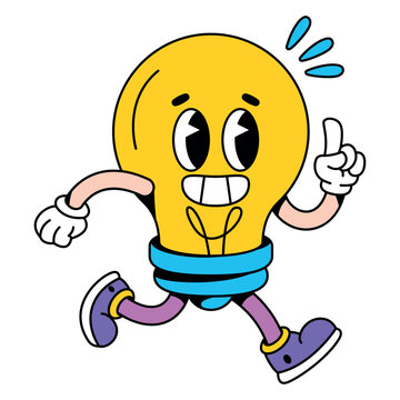 Naklejki vector funny cartoon character light bulb illustration isolated