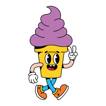 vector funny cartoon character ice cream illustration isolated