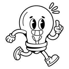 vector funny cartoon character light bulb illustration isolated