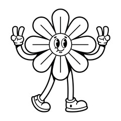 vector funny cartoon character flower illustration isolated