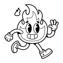 vector funny cartoon character fire illustration isolated