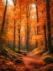  AI clipart of Autumn  colors trail in the forest