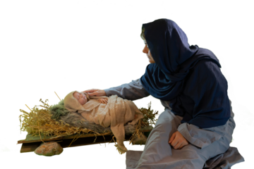 Christmas story Mary and baby Jesus in a manger