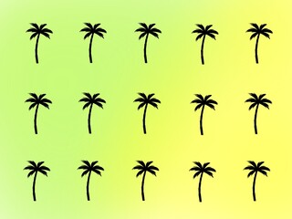 Print illustration with palm tree pattern in fashion style from the 80s and 90s with green and yellow gradient neon colors