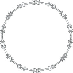 Naklejka premium Round rope frame isolated on white background. Twisted cord