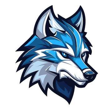 Esport vector logo wolf on white background side view, wolf icon, wolf head, wolf sticker