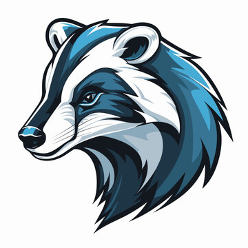 Esport vector logo badger on white background side view, badger icon, badger head, badger sticker