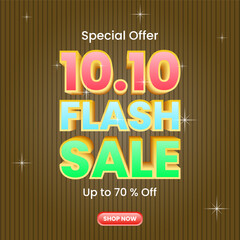 Fototapeta na wymiar 3d text design for 10 10 Flash Sale. modern, elegant, cheerful, colorful concept. used for poster, promotion, banner, advertising or ads