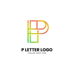 letter p logo, modern initial gradient color, natural vector Icon illustration stock design