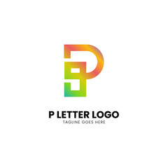 letter p logo, modern initial gradient color, natural vector Icon illustration stock design
