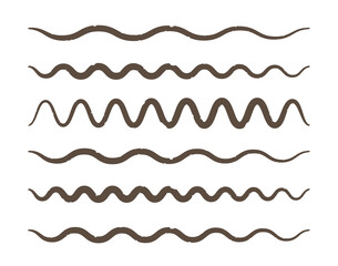Doodle Ink brushes wavy line set. Textures outline icons
