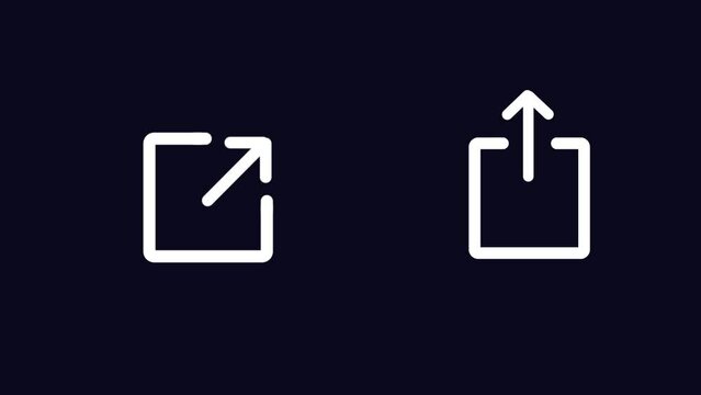 Upload icon with External link symbol, simple logotype icon animation background. k1_859