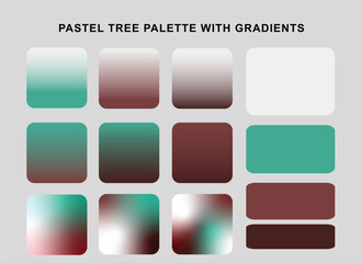 Pastel tree palette with gradient set 