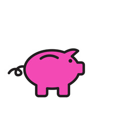 Piggy bank icon vector logo design template flat style
