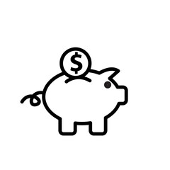 Piggy bank icon vector logo design template flat style