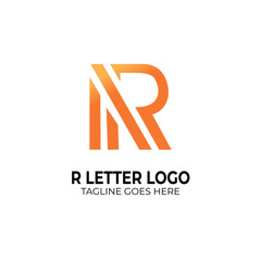 corporate R orange alphabet letter logo icon design template for business. Suitable for a media or technology company