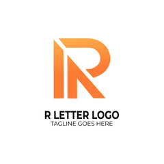 corporate R orange alphabet letter logo icon design template for business. Suitable for a media or technology company