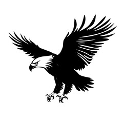 Eagle bird animal illustration design in black color on a white background