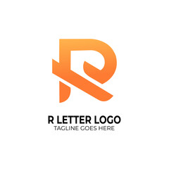 corporate R orange alphabet letter logo icon design template for business. Suitable for a media or technology company