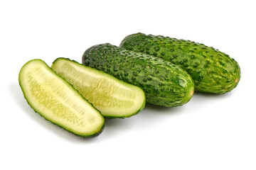 Cucumbers, isolated on white background. High resolution image.