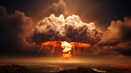 Nuclear explosion and mushroom cloud